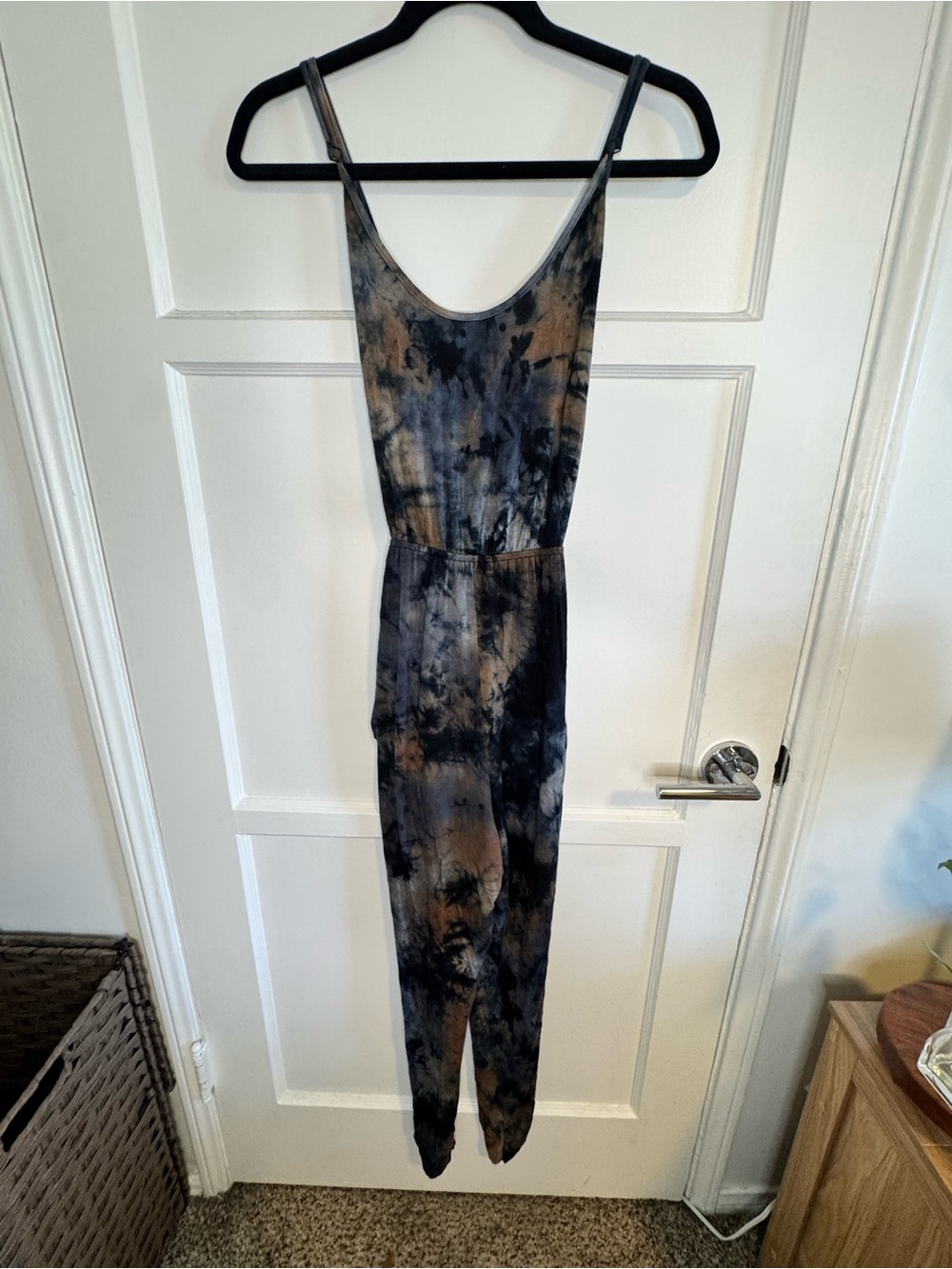 Free People Tie Dye Harem Jumpsuit Romper Black Brown Gray XS/S